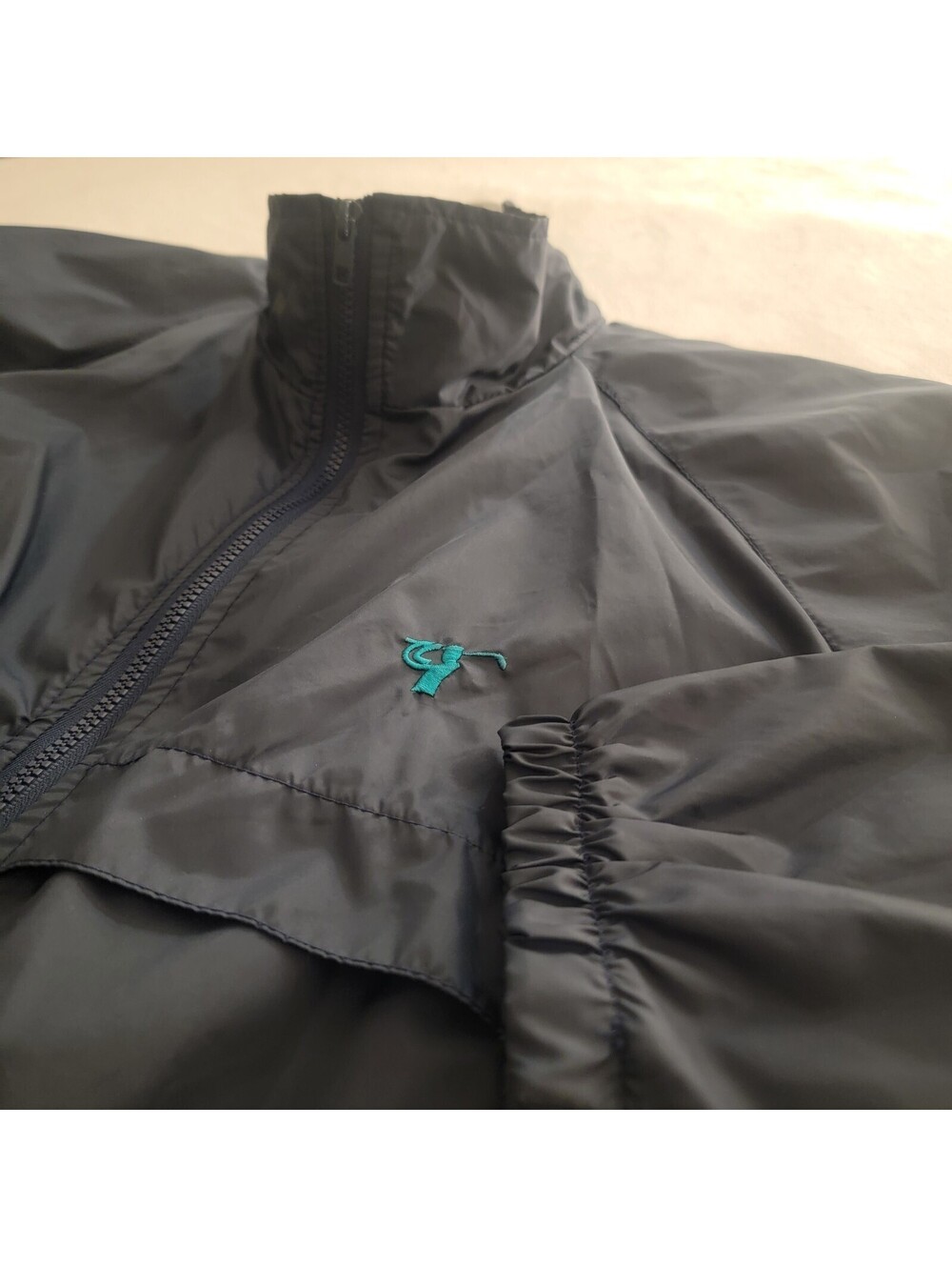 Mens Vintage Green Eagle Jacket Large Blue Full Zip 90s 1996 Windbreaker Retro